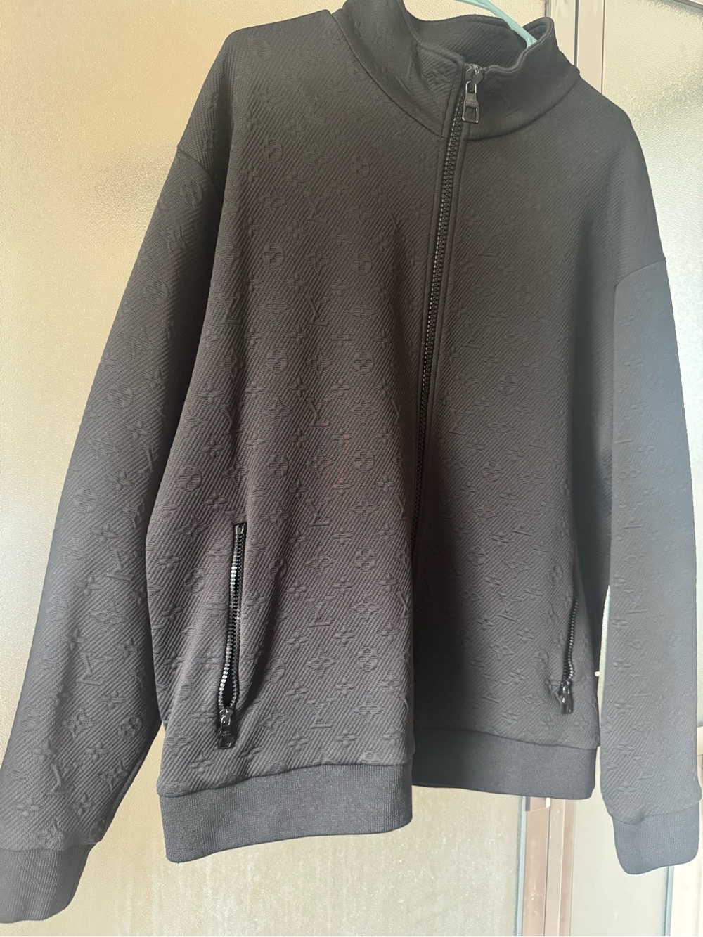 Louis Vuitton Black Embossed Monogram Zip-Up Shirt Jacket